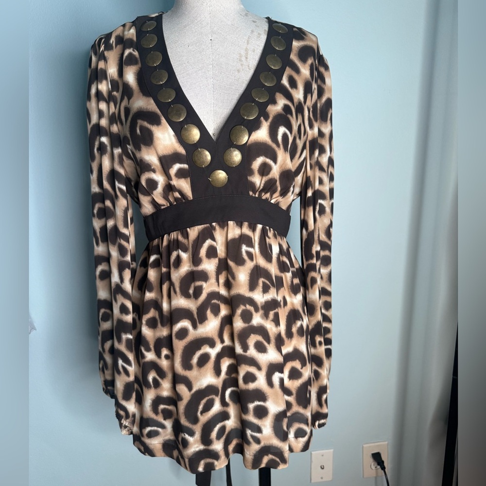 Michael Kors  silk Leopard Print V-Neck blouse